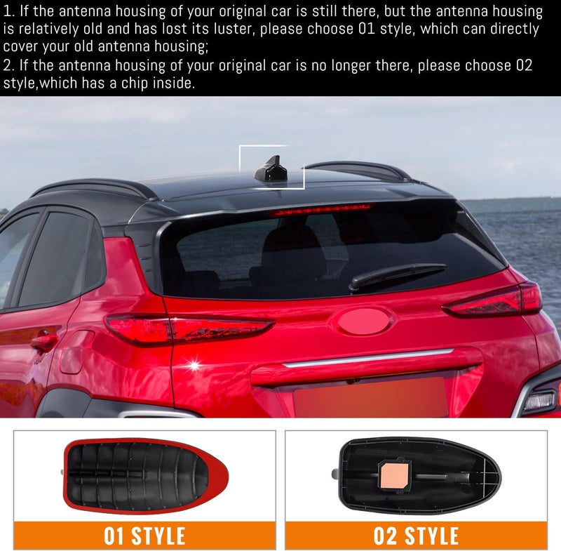 AMSPRAC Shark Fin Antenna Cover,Car Roof Antenna Caps Compatible with Hyundai Kona 2018 2019 2020 2021 2022 2023,96210-J9300,Roof Topper Cover Replacement,Glossy Black,1PCS,Without Chip - Image 3